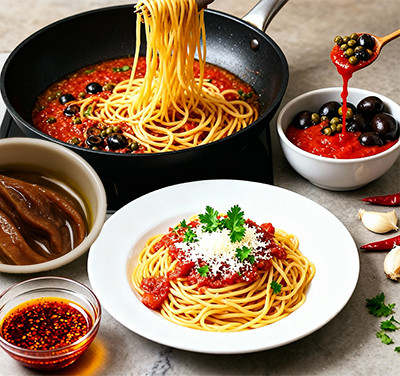 Spagueti alla puttanesca: cuando la anchoa manda